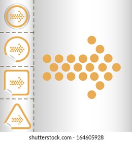 simple icon set of arrows on sticker button different forms in modern style. eps10 vector illustration