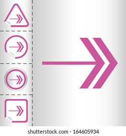 simple icon set of arrows on sticker button different forms in modern style. eps10 vector illustration
