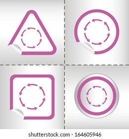 simple icon set of arrows on sticker button different forms in modern style. eps10 vector illustration