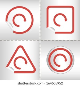 simple icon set of arrows on sticker button different forms in modern style. eps10 vector illustration