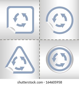 simple icon set of arrows on sticker button different forms in modern style. eps10 vector illustration