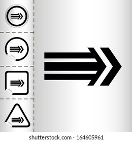 simple icon set of arrows on sticker button different forms in modern style. eps10 vector illustration