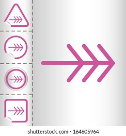 simple icon set of arrows on sticker button different forms in modern style. eps10 vector illustration