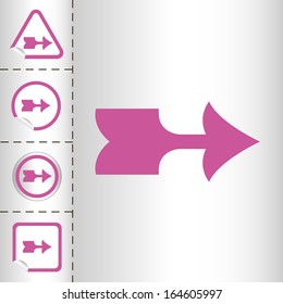 simple icon set of arrows on sticker button different forms in modern style. eps10 vector illustration