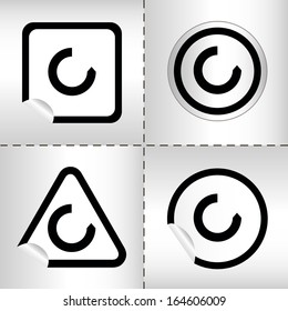 simple icon set of arrows on sticker button different forms in modern style. eps10 vector illustration