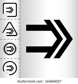 simple icon set of arrows on sticker button different forms in modern style. eps10 vector illustration
