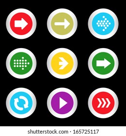 simple icon set of arrows on buttons in different colors in modern style. eps10 vector illustration