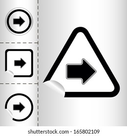 simple icon set of arrows on sticker button different forms in modern style. eps10 vector illustration