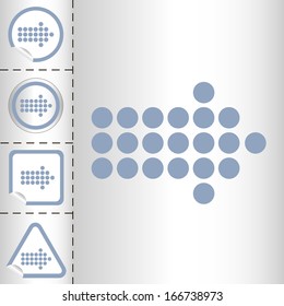 simple icon set of arrows on sticker button different forms in modern style. eps10 vector illustration