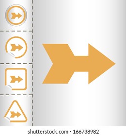 simple icon set of arrows on sticker button different forms in modern style. eps10 vector illustration