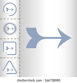 simple icon set of arrows on sticker button different forms in modern style. eps10 vector illustration