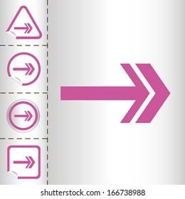 simple icon set of arrows on sticker button different forms in modern style. eps10 vector illustration