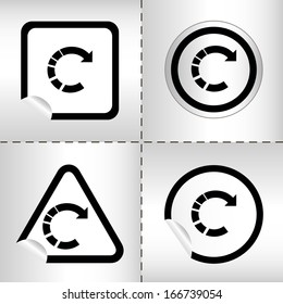 simple icon set of arrows on sticker button different forms in modern style. eps10 vector illustration