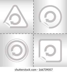 simple icon set of arrows on sticker button different forms in modern style. eps10 vector illustration