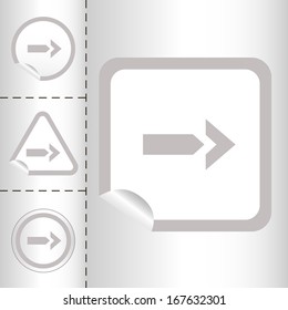 simple icon set of arrows on sticker button different forms in modern style. eps10 vector illustration