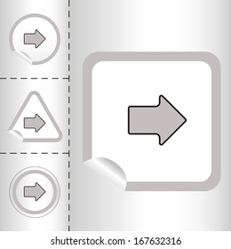 simple icon set of arrows on sticker button different forms in modern style. eps10 vector illustration