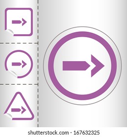 simple icon set of arrows on sticker button different forms in modern style. eps10 vector illustration