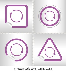 simple icon set of arrows on sticker button different forms in modern style. eps10 vector illustration
