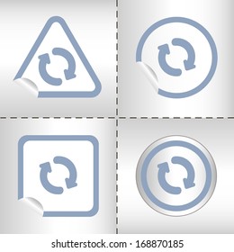 simple icon set of arrows on sticker button different forms in modern style. eps10 vector illustration