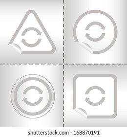 simple icon set of arrows on sticker button different forms in modern style. eps10 vector illustration