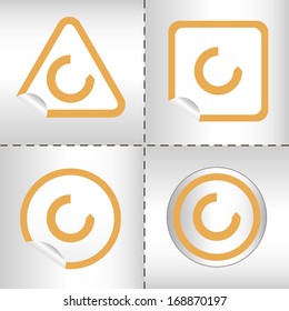 simple icon set of arrows on sticker button different forms in modern style. eps10 vector illustration