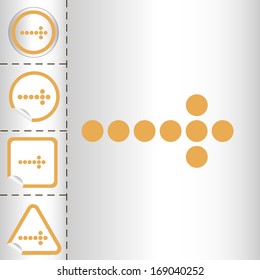 simple icon set of arrows on sticker button different forms in modern style. eps10 vector illustration 
