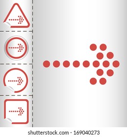 simple icon set of arrows on sticker button different forms in modern style. eps10 vector illustration 