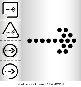 simple icon set of arrows on sticker button different forms in modern style. eps10 vector illustration 