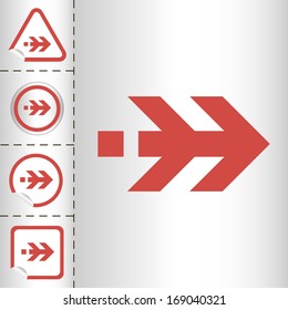 simple icon set of arrows on sticker button different forms in modern style. eps10 vector illustration 