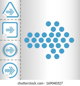 simple icon set of arrows on sticker button different forms in modern style. eps10 vector illustration 