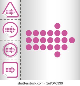 simple icon set of arrows on sticker button different forms in modern style. eps10 vector illustration 