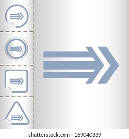 simple icon set of arrows on sticker button different forms in modern style. eps10 vector illustration 