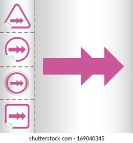 simple icon set of arrows on sticker button different forms in modern style. eps10 vector illustration 