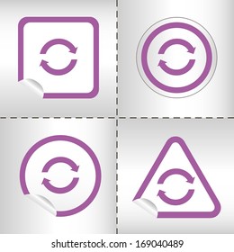 simple icon set of arrows on sticker button different forms in modern style. eps10 vector illustration