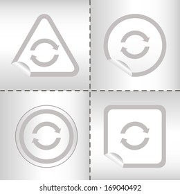 simple icon set of arrows on sticker button different forms in modern style. eps10 vector illustration