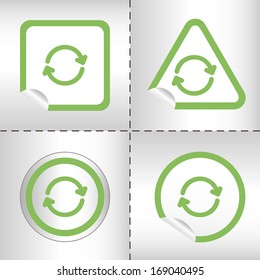simple icon set of arrows on sticker button different forms in modern style. eps10 vector illustration