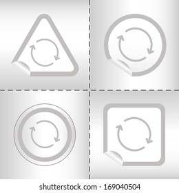 simple icon set of arrows on sticker button different forms in modern style. eps10 vector illustration