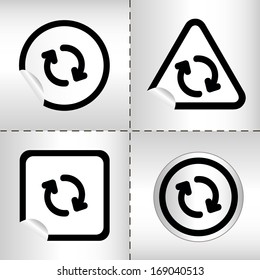 simple icon set of arrows on sticker button different forms in modern style. eps10 vector illustration