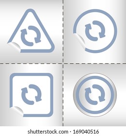 simple icon set of arrows on sticker button different forms in modern style. eps10 vector illustration