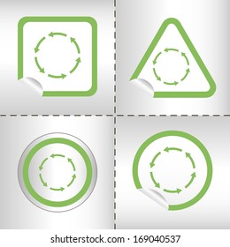simple icon set of arrows on sticker button different forms in modern style. eps10 vector illustration