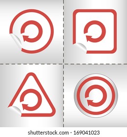simple icon set of arrows on sticker button different forms in modern style. eps10 vector illustration