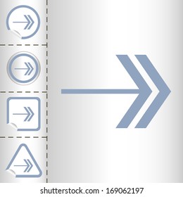 simple icon set of arrows on sticker button different forms in modern style. eps10 vector illustration