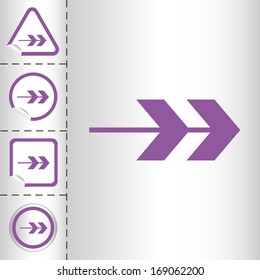 simple icon set of arrows on sticker button different forms in modern style. eps10 vector illustration