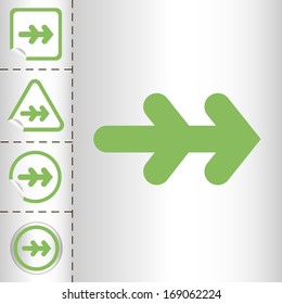 simple icon set of arrows on sticker button different forms in modern style. eps10 vector illustration