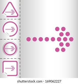 simple icon set of arrows on sticker button different forms in modern style. eps10 vector illustration