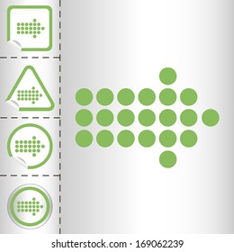 simple icon set of arrows on sticker button different forms in modern style. eps10 vector illustration
