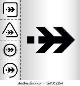 simple icon set of arrows on sticker button different forms in modern style. eps10 vector illustration