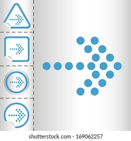 simple icon set of arrows on sticker button different forms in modern style. eps10 vector illustration
