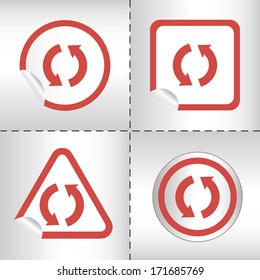 simple icon set of arrows on sticker button different forms in modern style. eps10 vector illustration