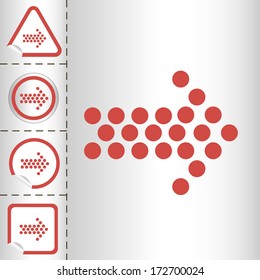 simple icon set of arrows on sticker button different forms in modern style. eps10 vector illustration
